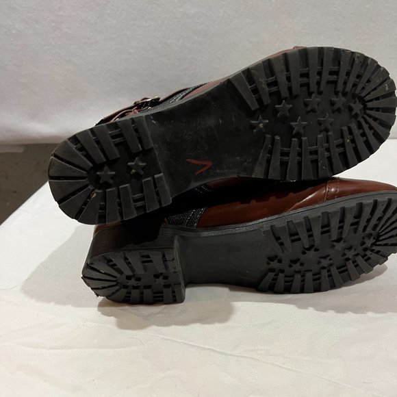 Womens Denim Knee High Boots Block Low Heels Round Toe Lace Up Buckle Shoes Hot - Picture 7 of 7